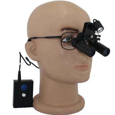 Flip Up Prismatic Loupes 3.0x-8.0x with Titanium Frames with LED headlight H60