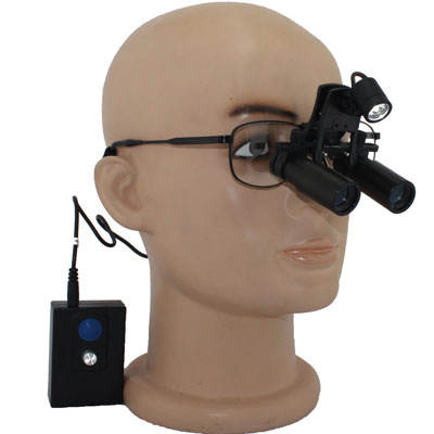 Flip Up Prismatic Loupes 3.0x-8.0x with Titanium Frames with LED headlight H60