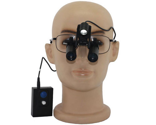 Flip Up Prismatic Loupes 3.0x-8.0x with Titanium Frames with LED headlight H60