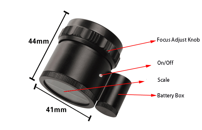 Adjustable focus loupe with LED light illumination  C-6804 series with different glass reticles 