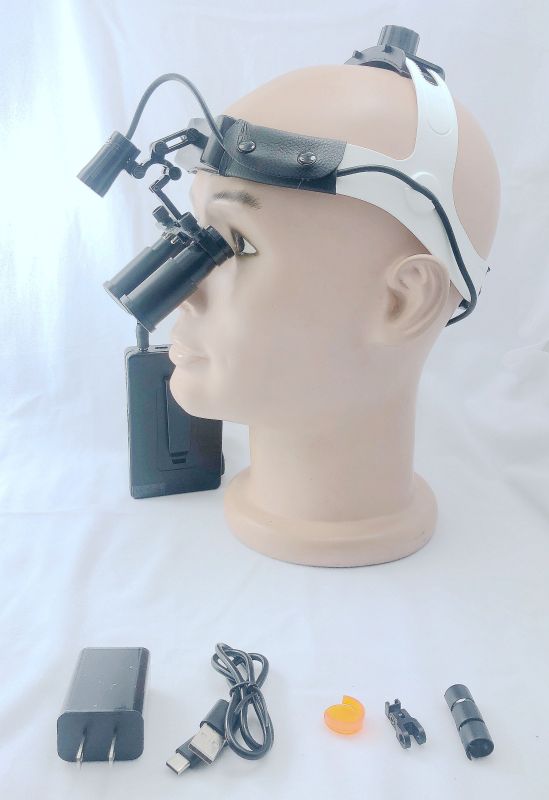 New desinging Headband medical lamps CHL-M08P-CP-H  with  Prismatic Dental Surgical loupes 3.0X-8.0X
