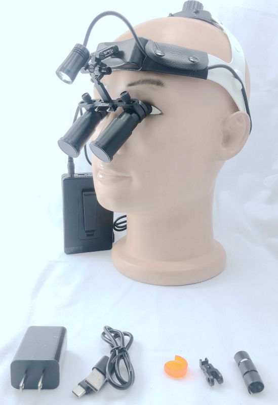 New desinging Headband medical lamps CHL-M08P-CP-H  with  Prismatic Dental Surgical loupes 3.0X-8.0X