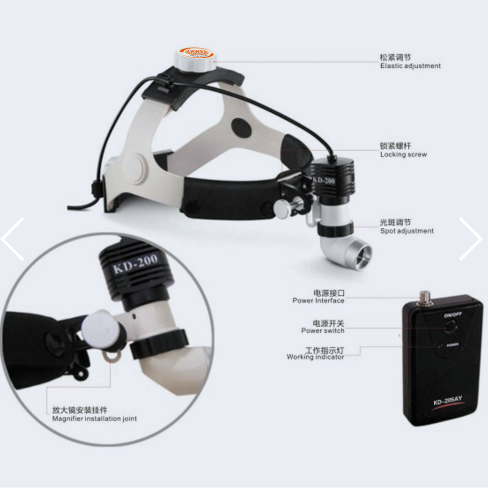 Headband Medical Lamps CKD205AY-1 with Galilean Dental surgical Loupes 2.5X 3.0X 3.5X