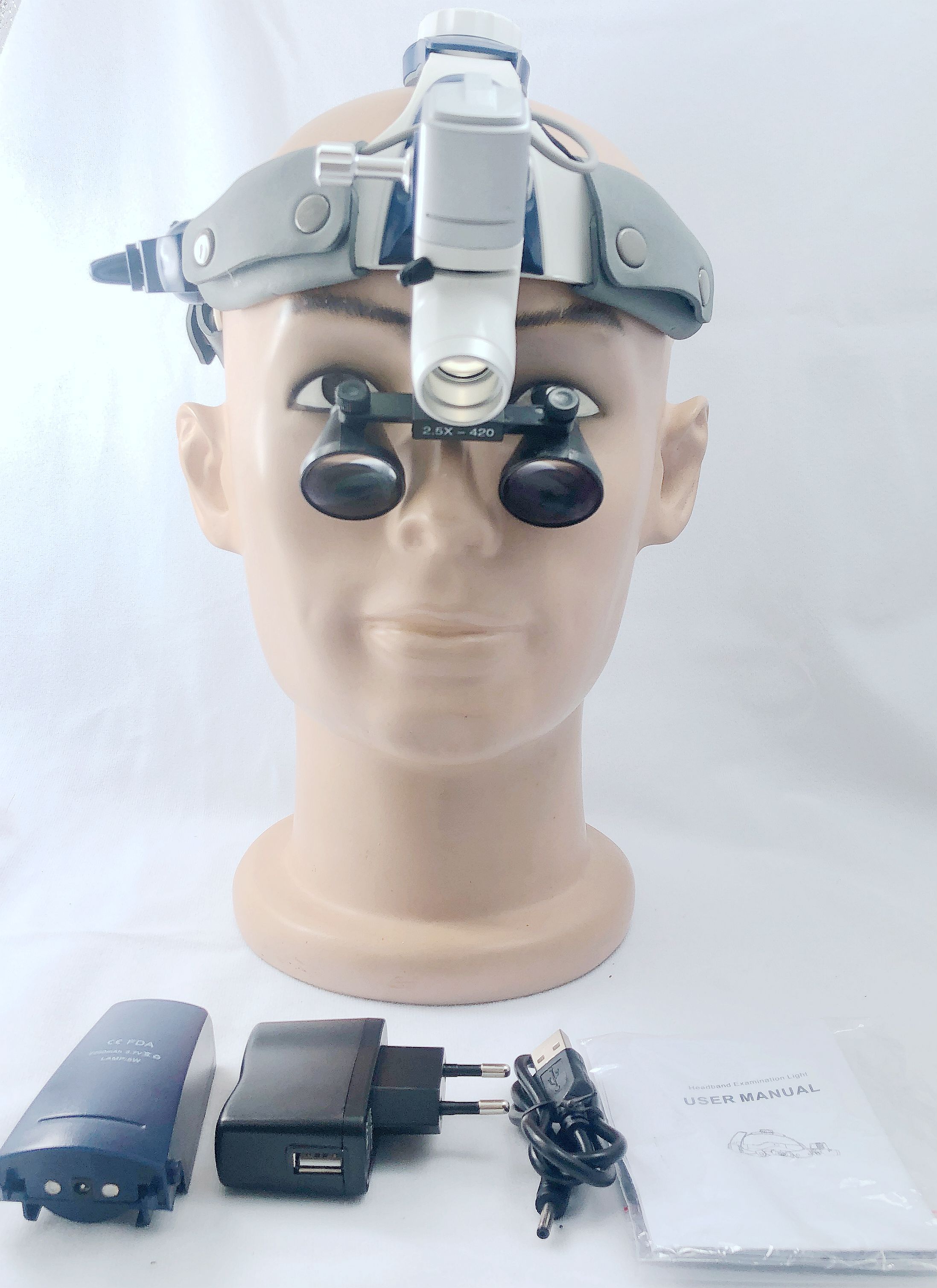 Headband Surgical LED light Cordless CKD205AY-2  with Galilean Loupes 2.5X 3.0X 3.5X  5W  (cordless)    2 pieces  batteries