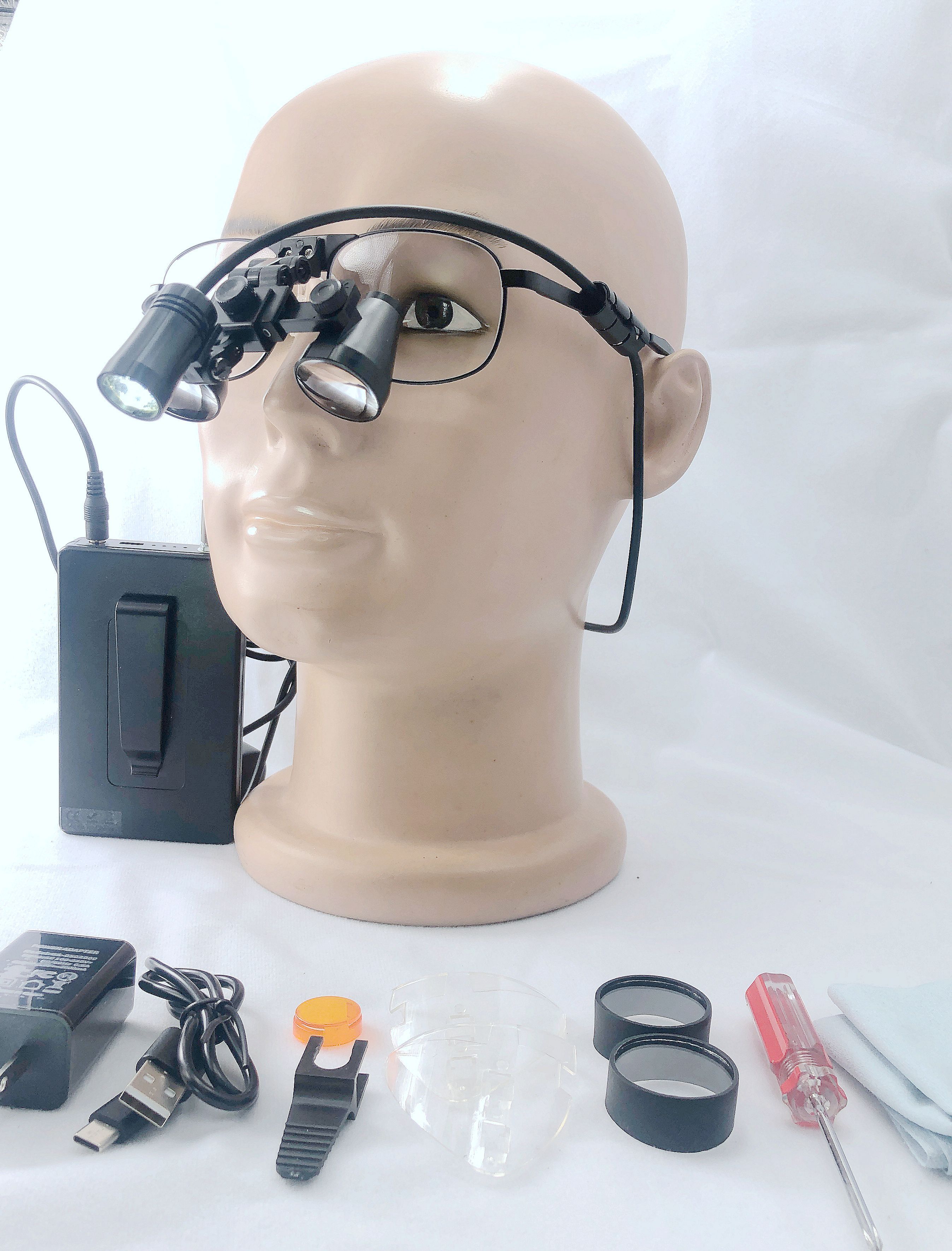  CHL medical light CHL-JC-M08P-CP with Flip Up dental surgical loupes  2.5x 3.0x 3.5x Titanium  frames 