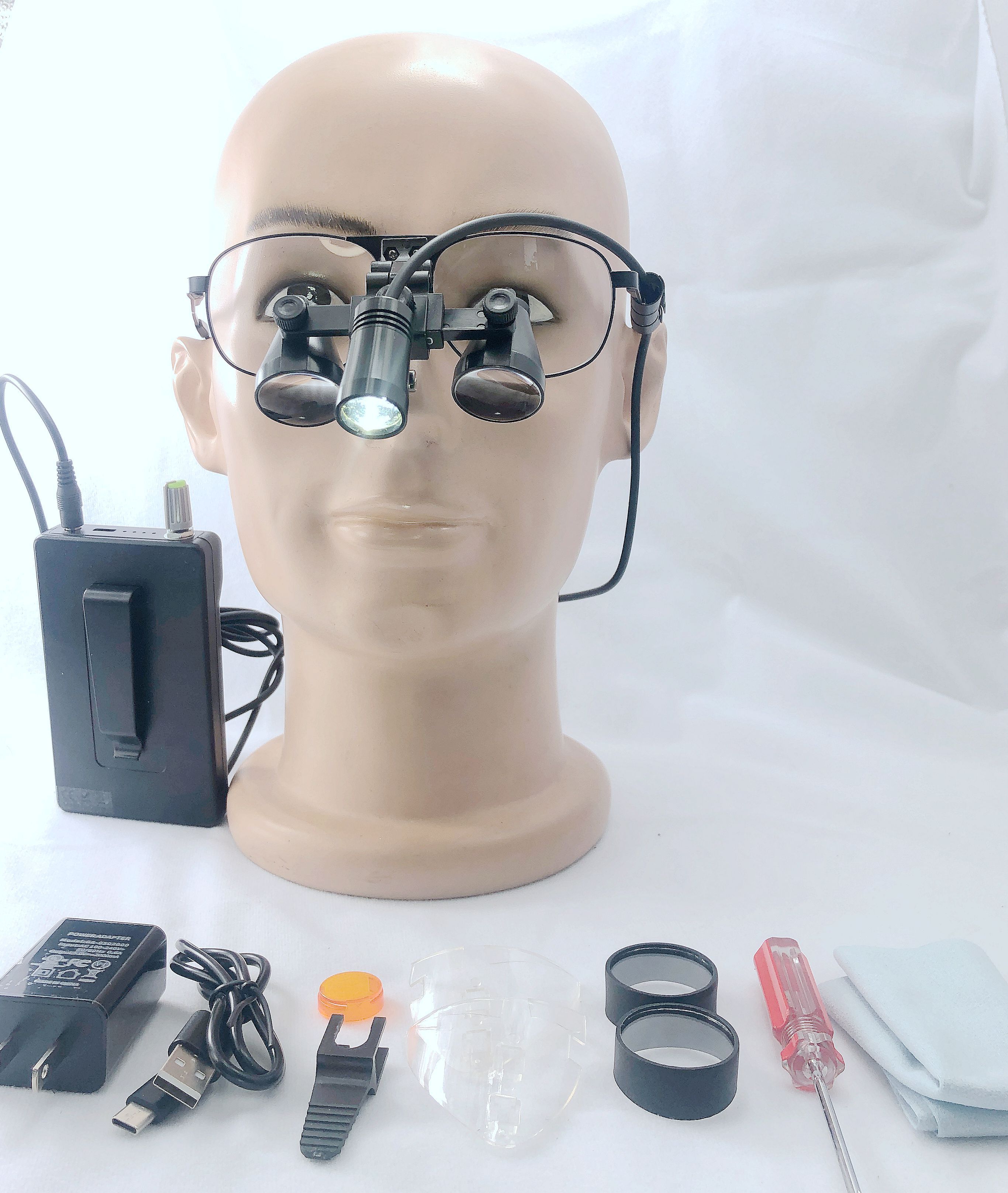  CHL medical light CHL-JC-M08P-CP with Flip Up dental surgical loupes  2.5x 3.0x 3.5x Titanium  frames 