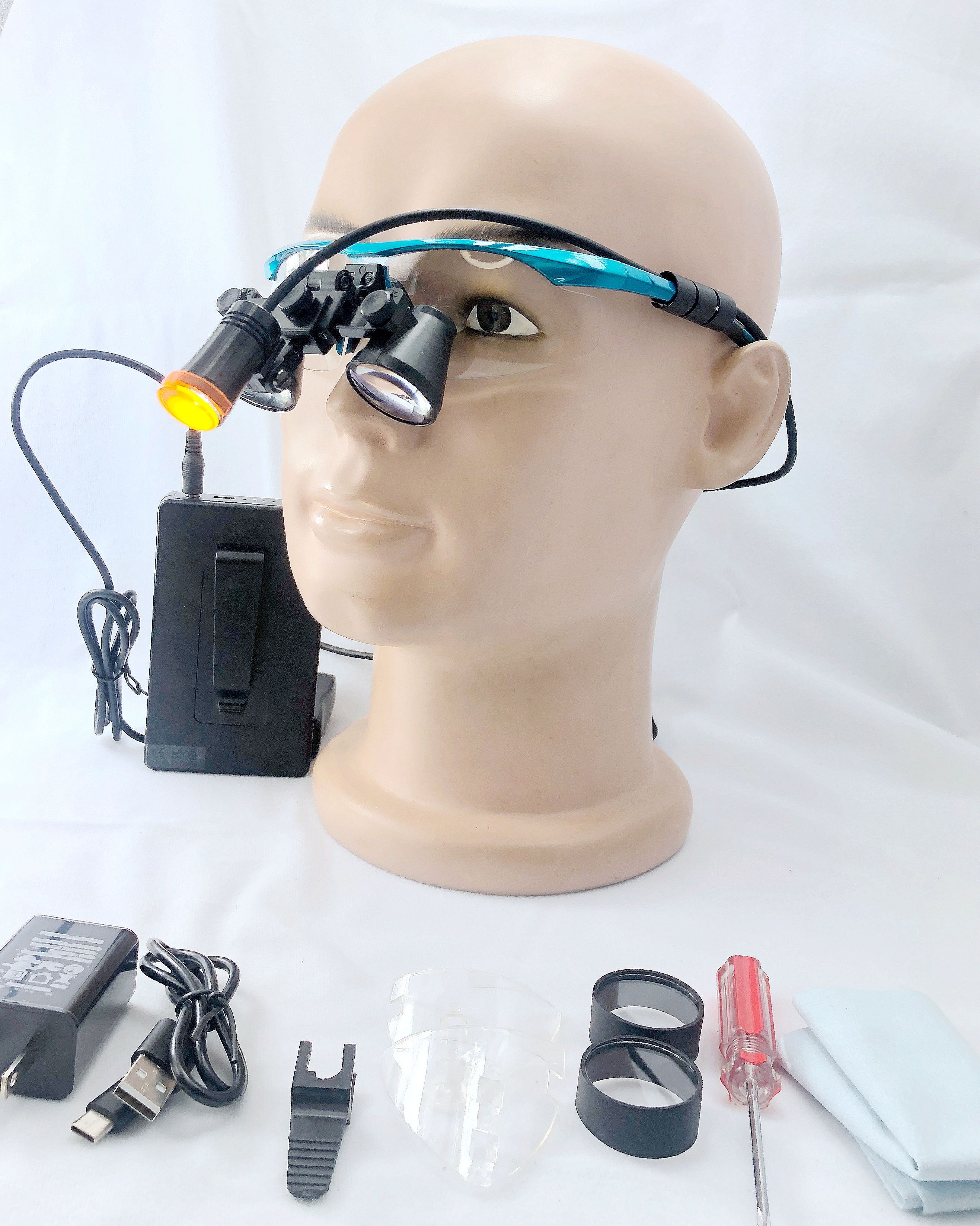 CHL medical light CHL-JC-M08P-CP with Flip Up dental surgical loupes  2.5x 3.0x 3.5x with Sports frames