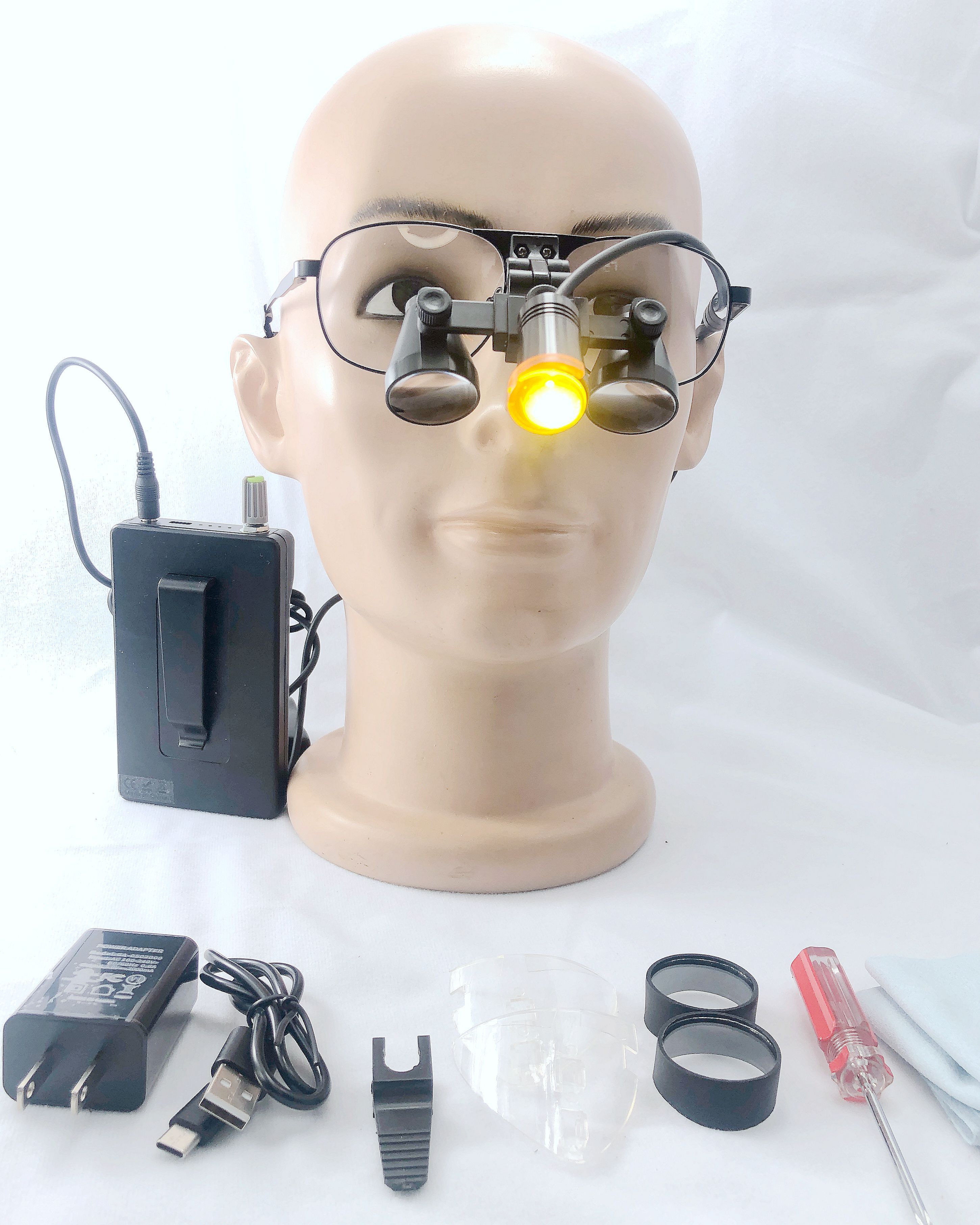  CHL medical light CHL-JC-M08P-CP with Flip Up dental surgical loupes  2.5x 3.0x 3.5x Titanium  frames 