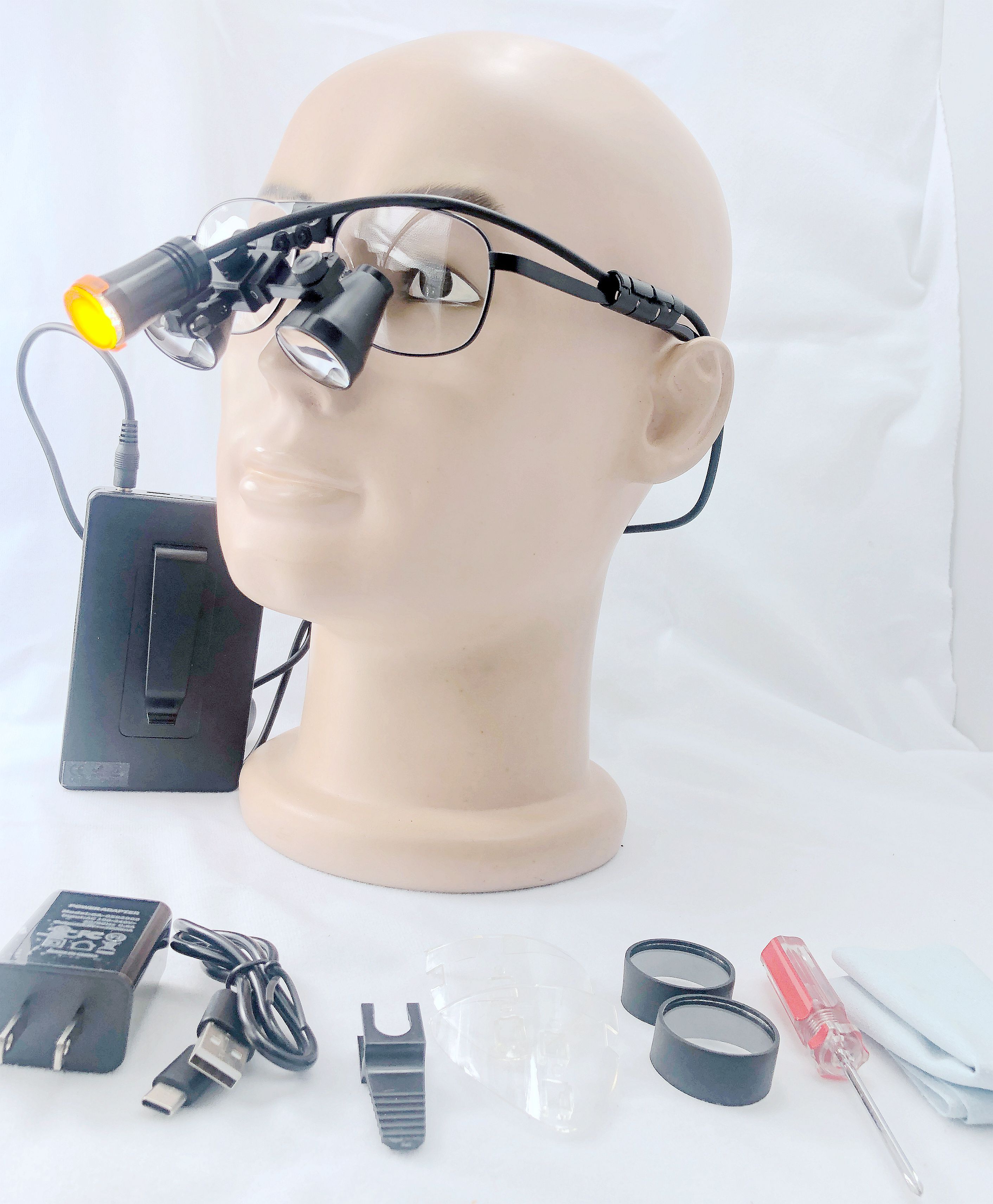  CHL medical light CHL-JC-M08P-CP with Flip Up dental surgical loupes  2.5x 3.0x 3.5x Titanium  frames 