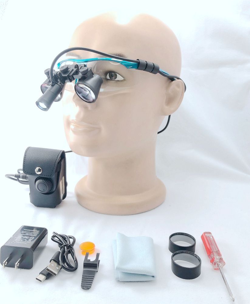 CHL medical light CHL-JC-M06C-BP with Flip Up dental surgical loupes  2.5x 3.0x 3.5x with Sports frames