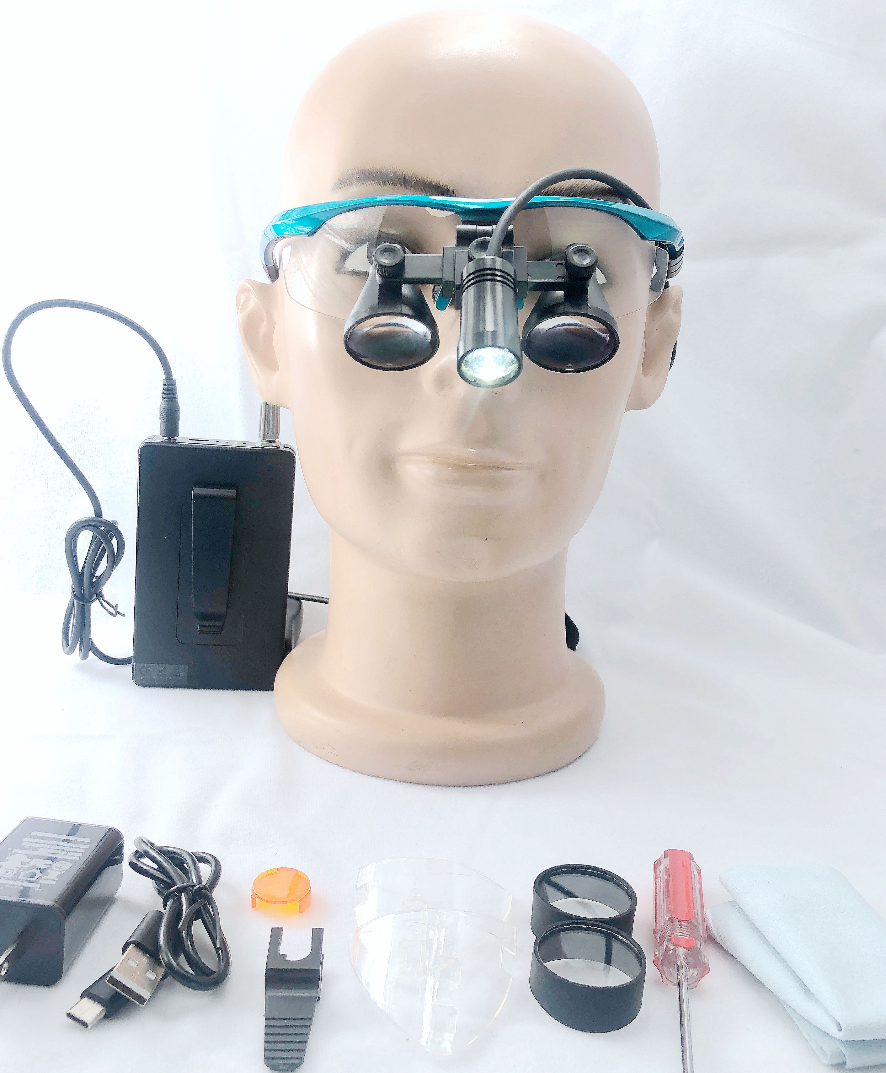 CHL medical light CHL-JC-M08P-CP with Flip Up dental surgical loupes  2.5x 3.0x 3.5x with Sports frames