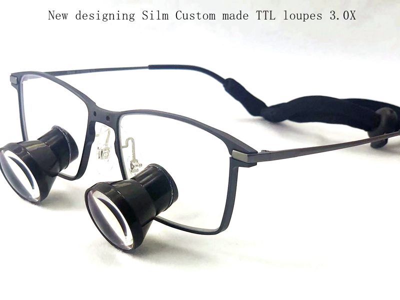 New designing Slim Custom Made TTL dental loupes surgical loupes 2.5x 3.0x 3.5x Aluminium-Magnesium Alloy Frames