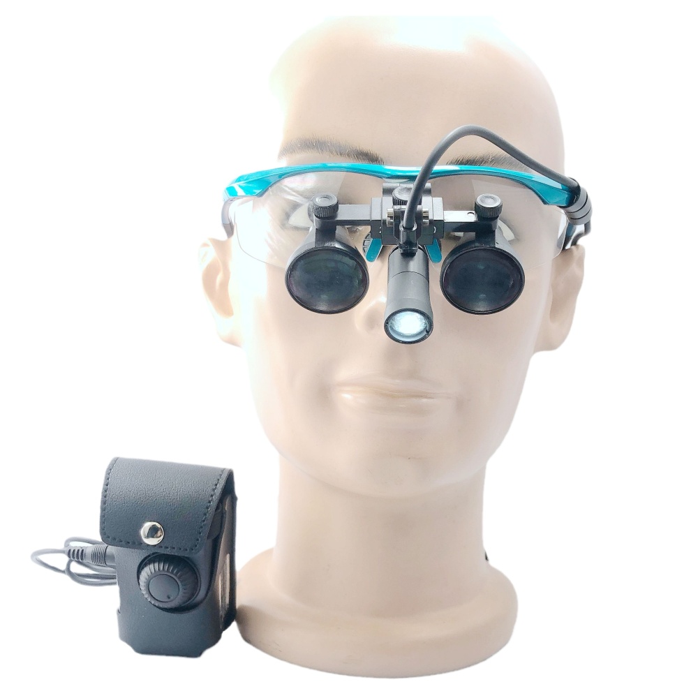 CHL medical light CHL-JC-M06C-BP with Flip Up dental surgical loupes  2.5x 3.0x 3.5x with Sports frames