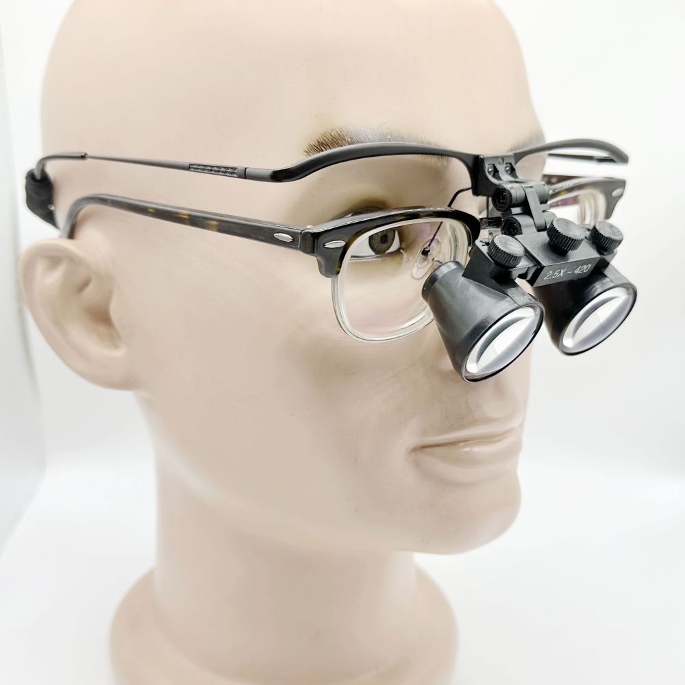 Flip Up dental surgical loupes 2.5X 3.0X 3.5X With no lens staiinless steel frames