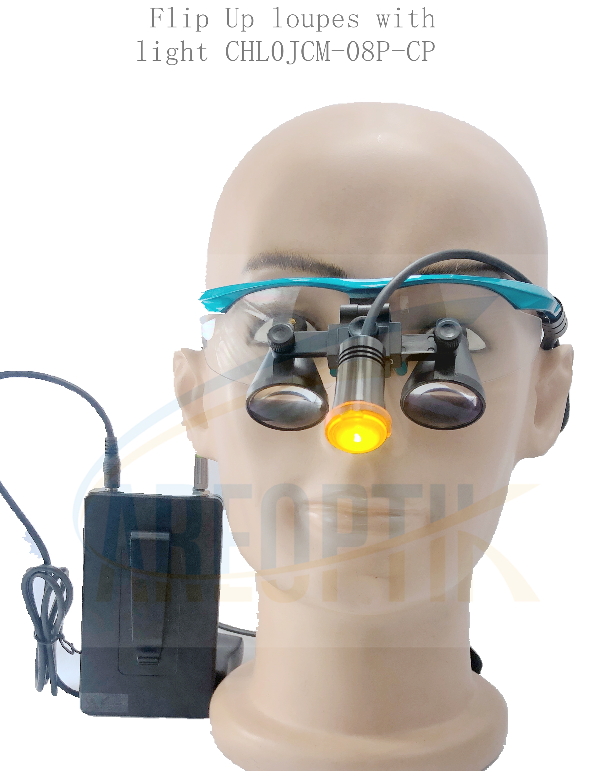 flip up dental surgical loupes with medical lights