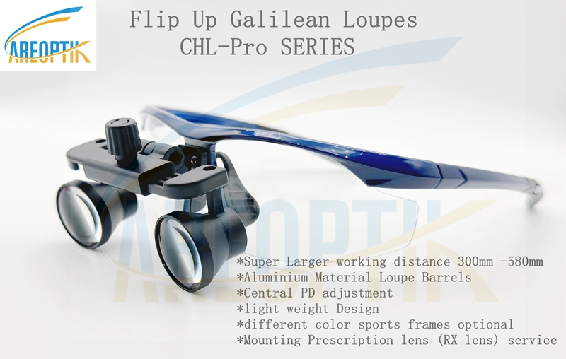 CHLPro Flip Up dental loupes surgical loupes 2.5x 3.0x 3.5x with Sports frames CHLPro serie