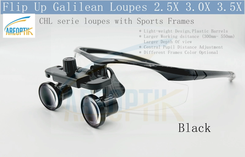 CHL Flip Up dental loupes surgical loupes 2.5x 3.0x 3.5x with Sports frames CHL serie
