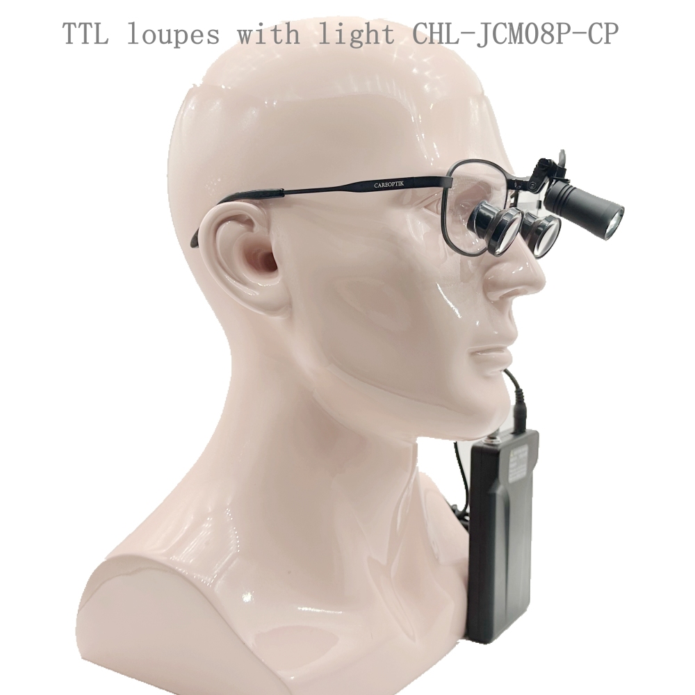 New design Slim Custom Made TTL dental loupes surgical loupes 2.5x 3.0x 3.5x With Mecial lamps CHL-JC-M08P-CP