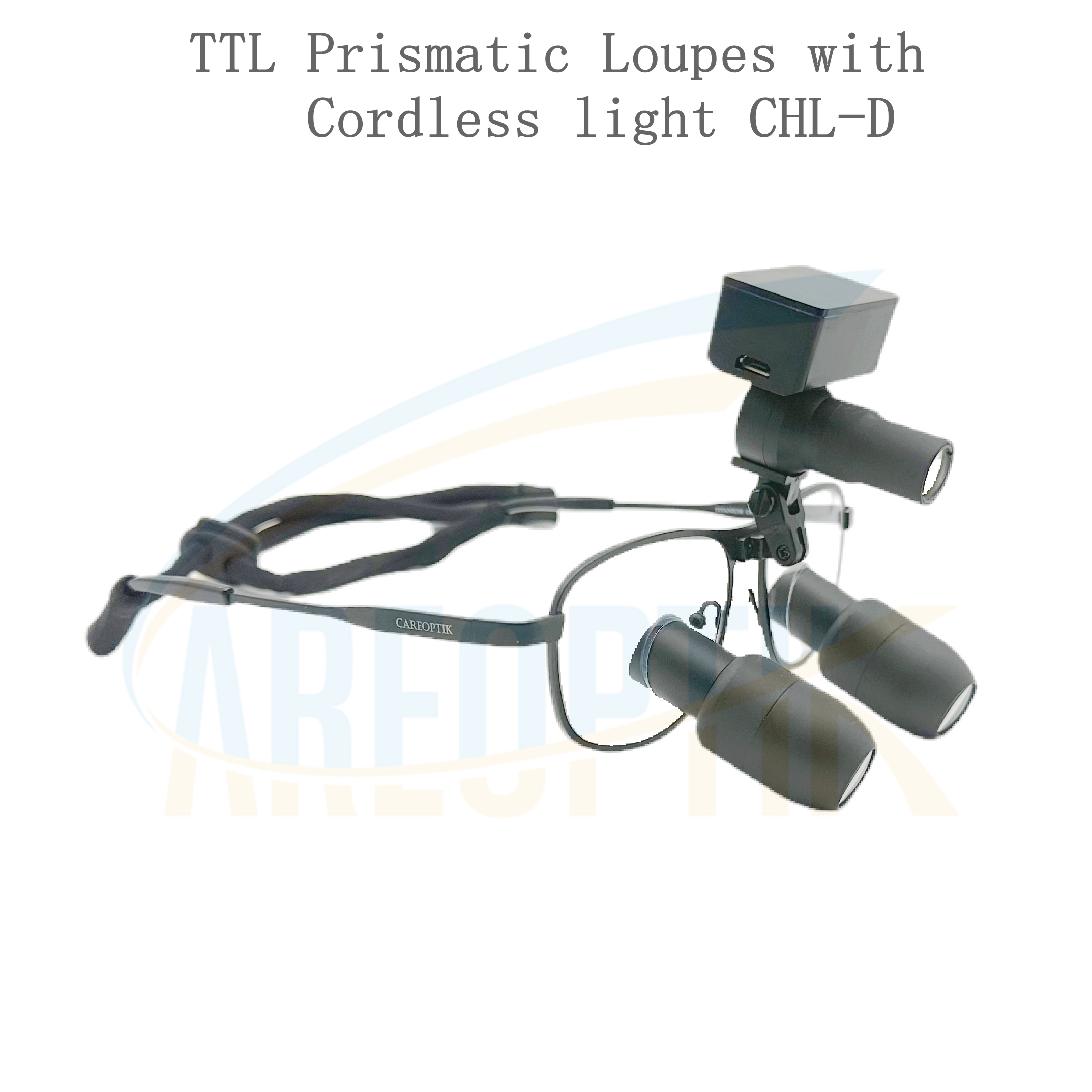 Custom-Made TTL Prismatic Dental Surgical Loupes 4.0X 5.0X 6.0X Titanium Frames with Cordless Lights CHL-D