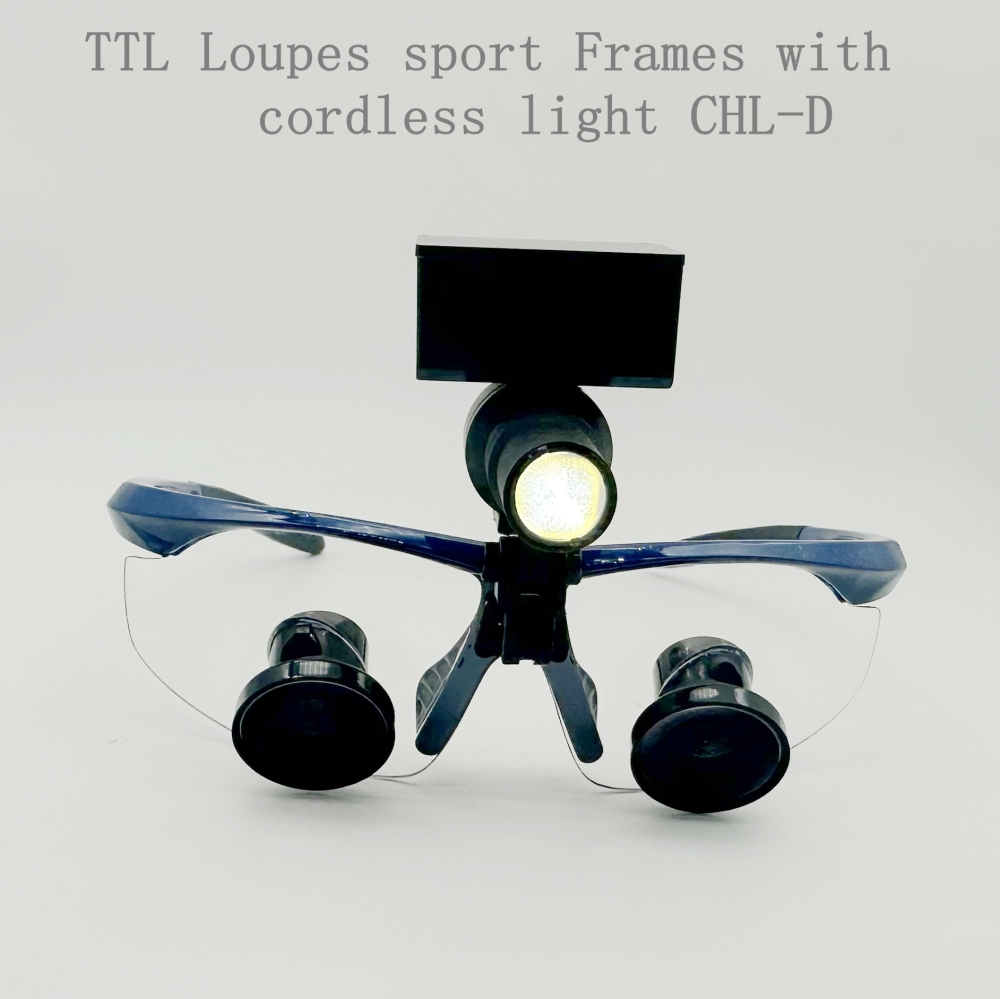 Custom-Made TTL Dental Loupes Surgical Loupes Medical Magnifying glasses  2.5x 3.0x 3.5x with Sports frames CHL series with Cordless medical lights CHL-D