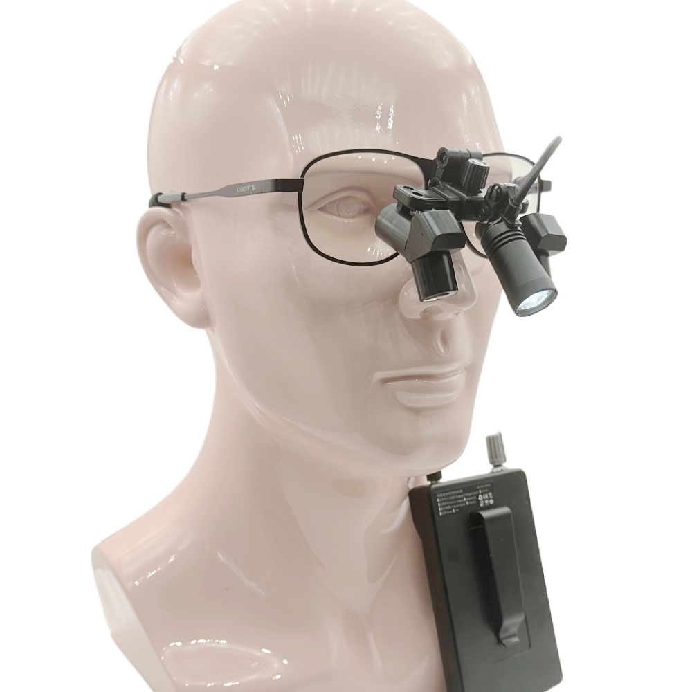 CareOptik LED Light CHL-JCM-08P-CP with Flip Up Ergo Prismatic Dental Surgical Loupes 3.5x 4.5x 5.5x 6.5x