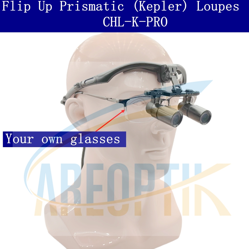 Careoptik Flip Up  Prismatic (Kepler) Dental Surgical Loupes 4.0X 5.0X 6.0X With  Sporty Frames (Without lens)