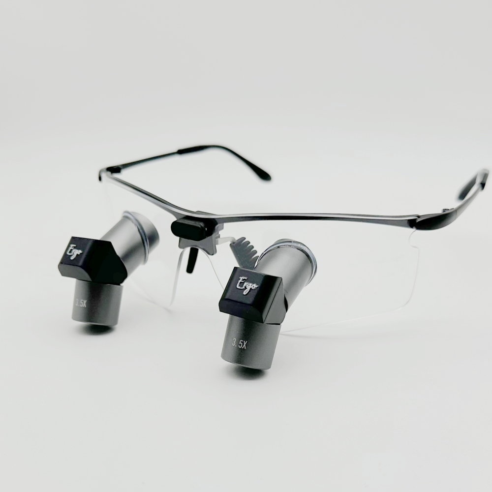 CareOptik Custom-made Ergo Pro TTL Prismatic Loupes 3.5x 4.5x 5.5x 6.5x with New sporty Titanium Frames