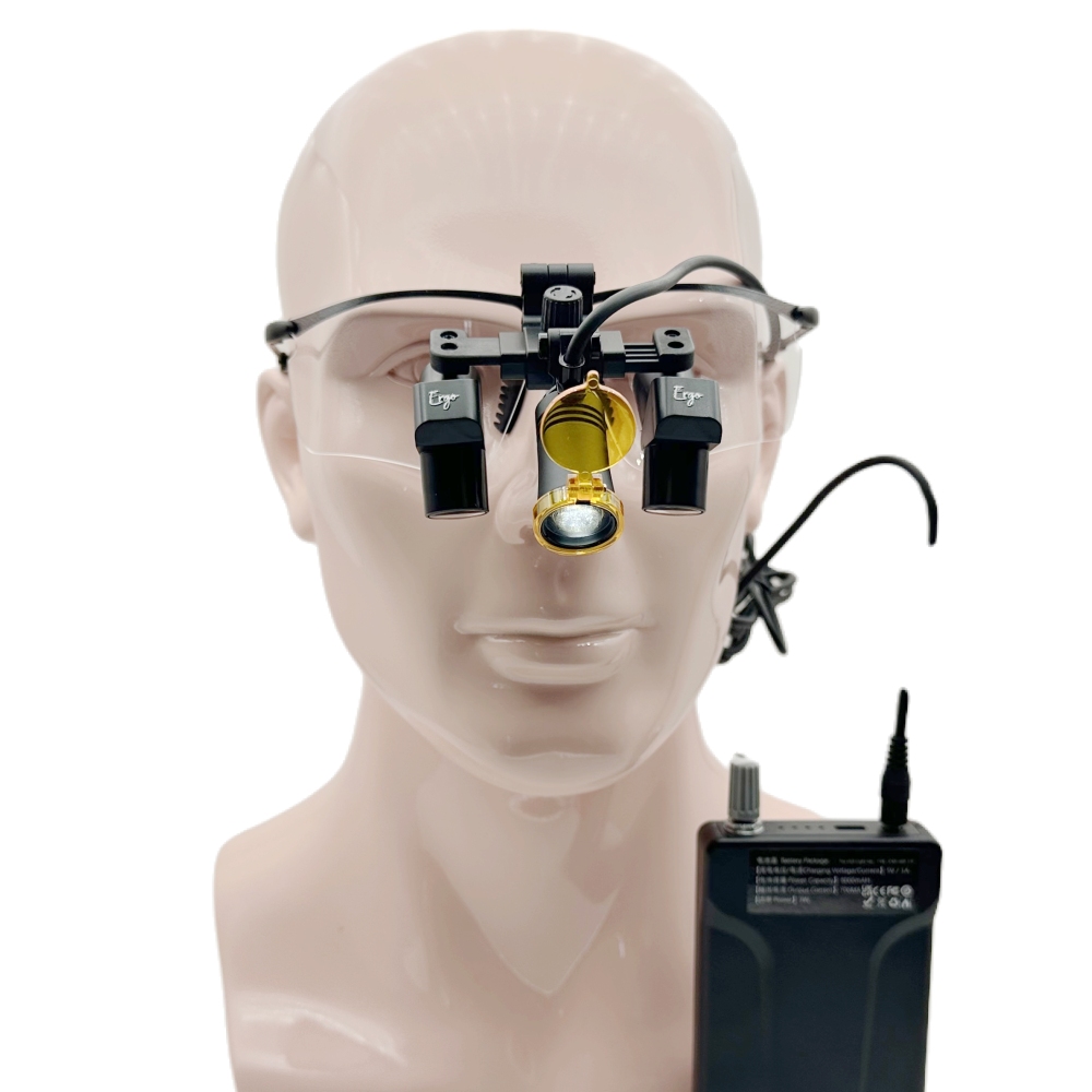 Flip Up Ergo Prismatic Dental Surgical Loupes 3.5x 4.5x 5.5x 6.5x with New Sporty Titanium Frames