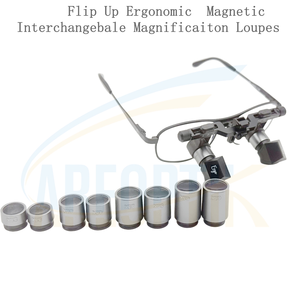 Flip Up Ergonomic  Magnetic Interchangebale Magnificaiton Loupes