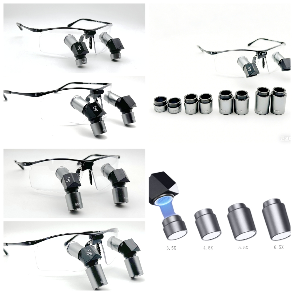 Magnetic Interchangeable Magnification TTL Ergonomic Loupes 3.5x 4.5x 5.5x 6.5x with New sporty Titanium Frames