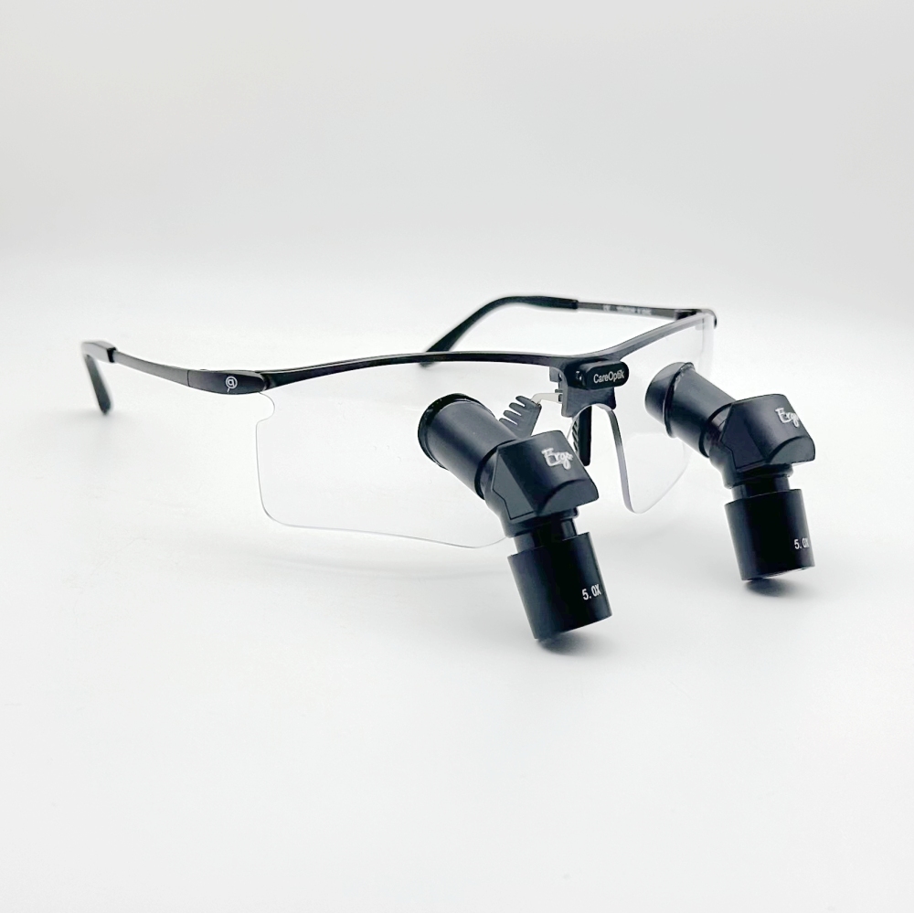 CareOptik Custom-made Ergo Ultra TTL Prismatic Loupes 4.0X 5.0X 6.0X with New sporty Titanium Frames