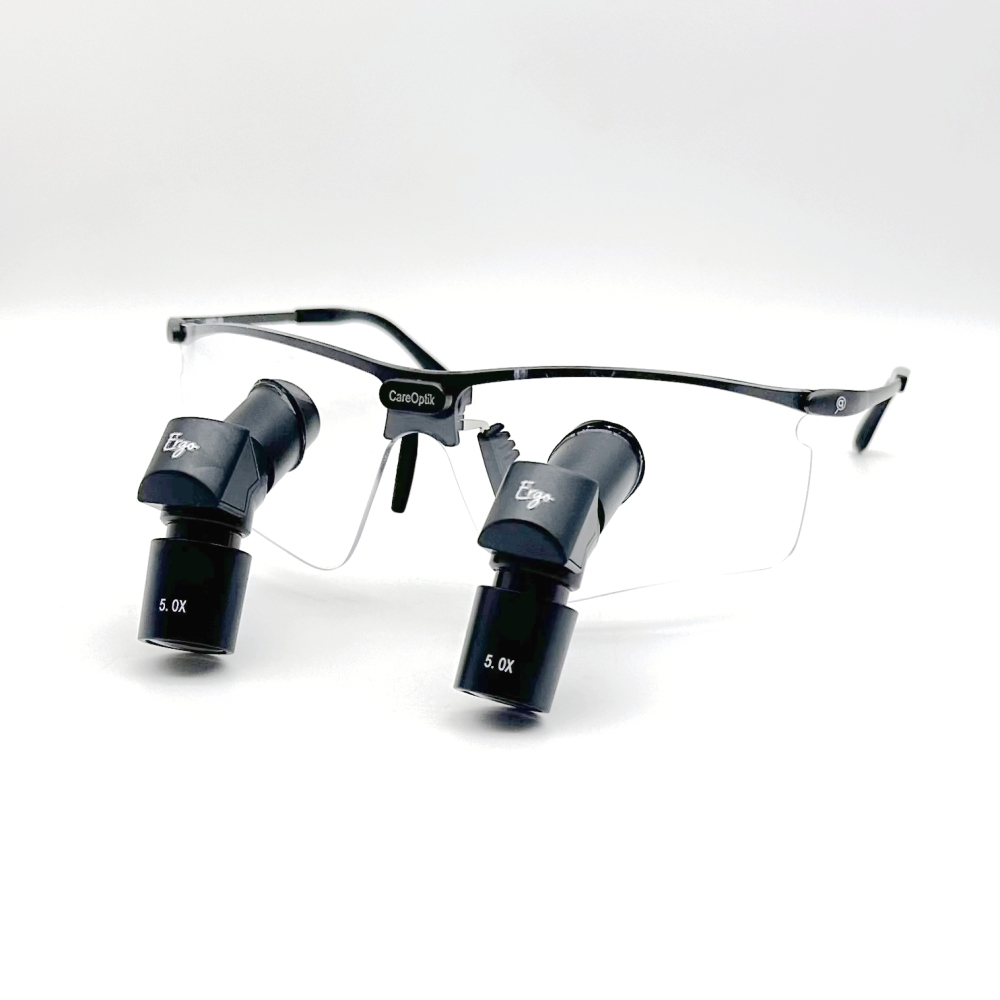CareOptik Custom-made Ergo Ultra TTL Prismatic Loupes 4.0X 5.0X 6.0X with New sporty Titanium Frames