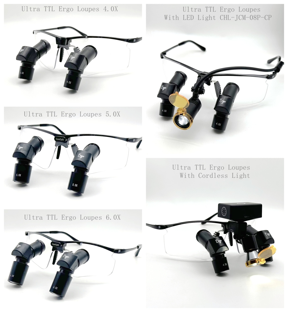 CareOptik Custom-made Ergo Ultra TTL Prismatic Loupes 4.0X 5.0X 6.0X with New sporty Titanium Frames