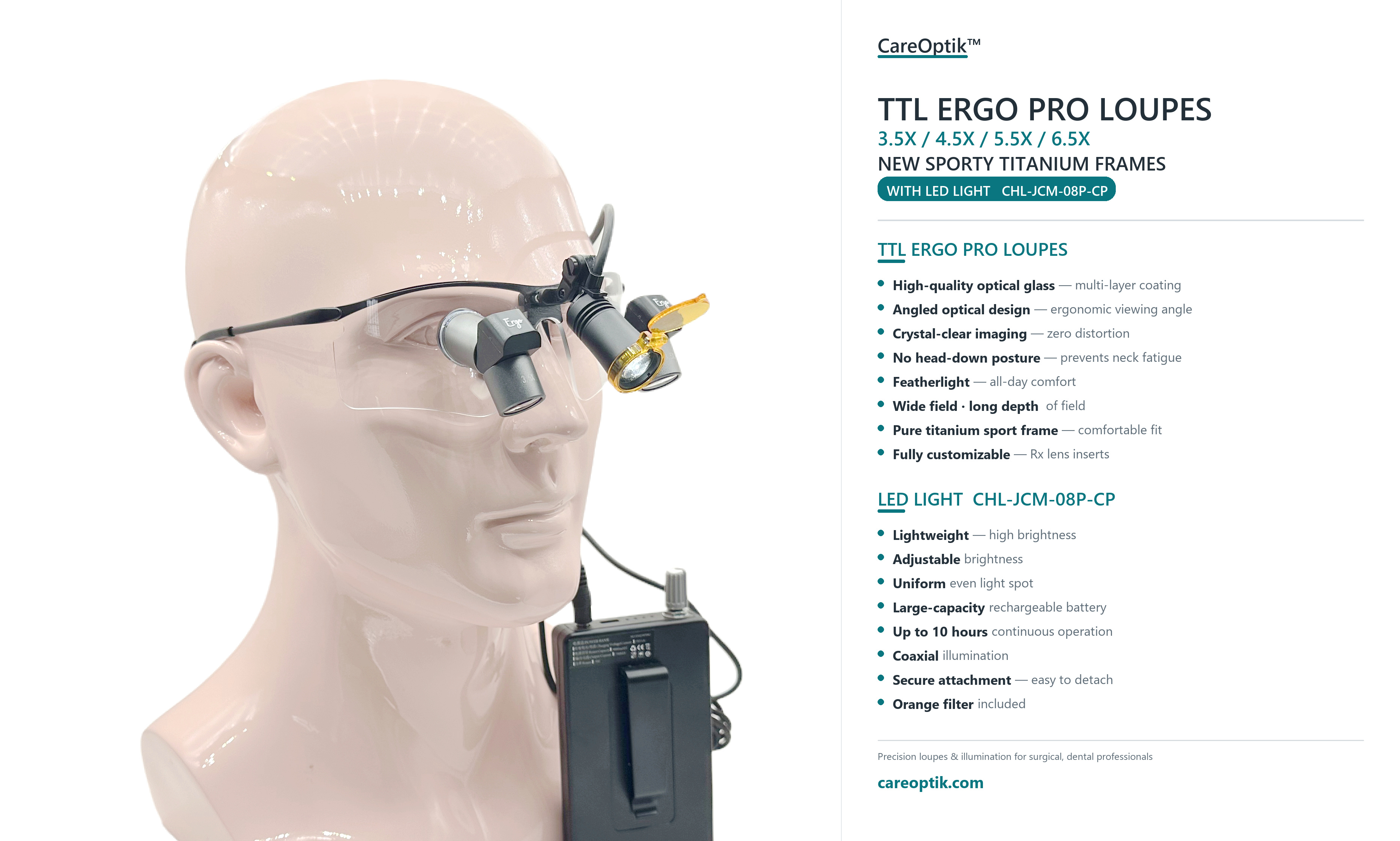 TTL ERGO PRO LOUPEW WITH LIGHT CHL-JCM08P-CP