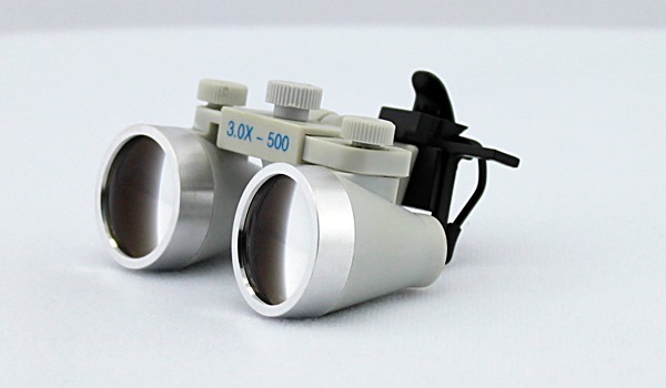 CareOptik waterproof clip-on dental loupes 3.0X-500 magnification side view
