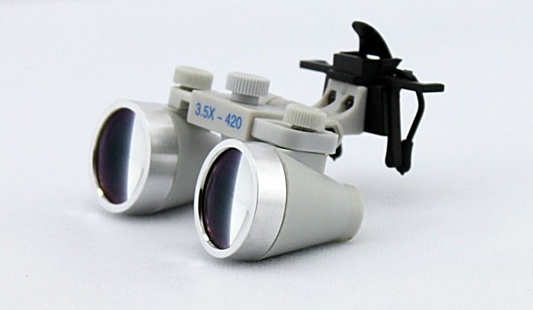 CareOptik waterproof clip-on dental loupes 3.5X magnification side view