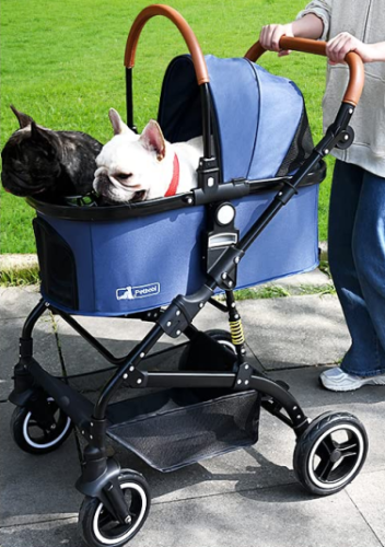 Double Pet Strollers for Small Dogs with 3 in 1 Removable Carrier