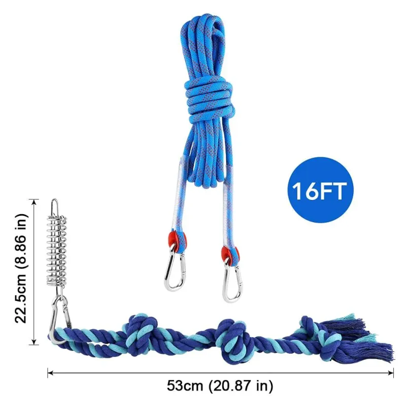 Spring Pole Dog Rope Toy with 16ft Durable Rope