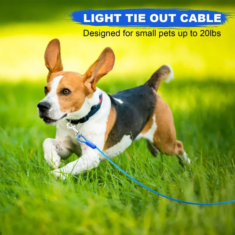 Dog Tie Out Cable for Small Dag 15FT ,20FT,30FT with Chew Proof PVC Coating