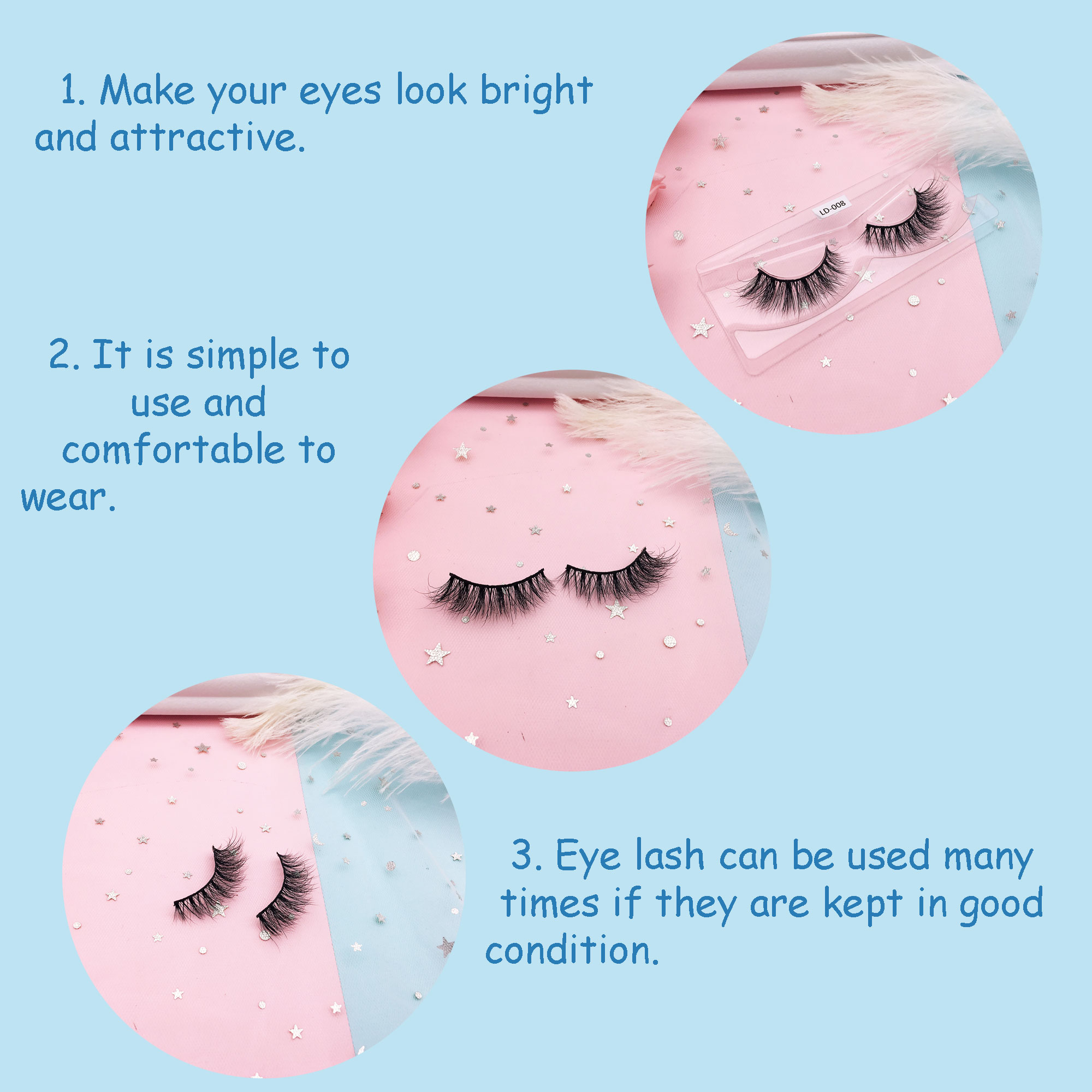 High quality 3D Mink eyelashes-LD008