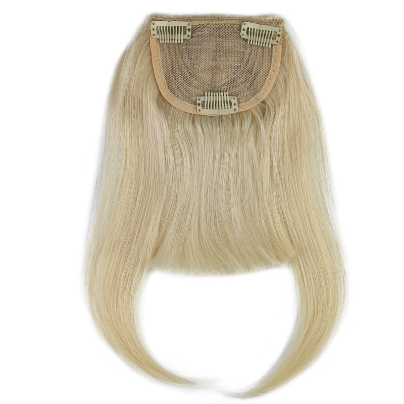 #613 Blonde Color Brazilian Human Hair Clip-in Hair Bang Full Fringe Short Straight Hair Extension for women 6-8inch