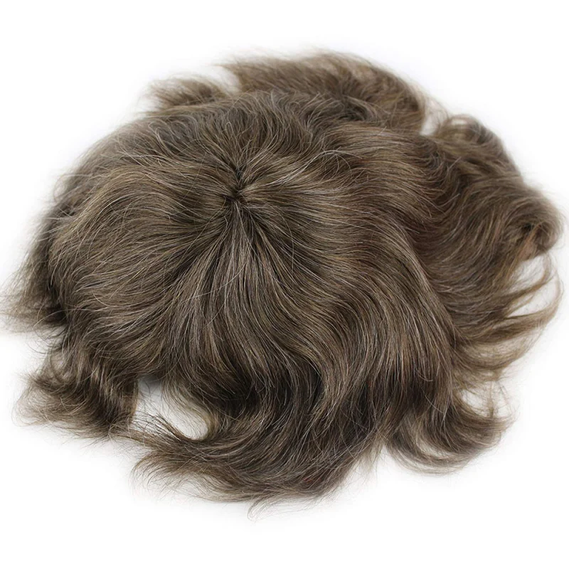 Best European Remy Human Hair Man Toupee Short Natural Black Replacement Hair Pieces Wigs for Men