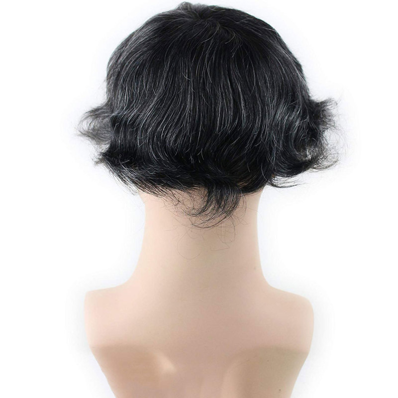 Best European Remy Human Hair Man Toupee Short Natural Black Replacement Hair Pieces Wigs for Men