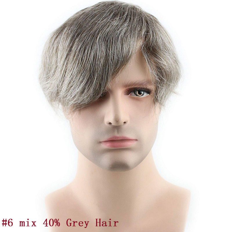 Best European Remy Human Hair Man Toupee Short Natural Black Replacement Hair Pieces Wigs for Men