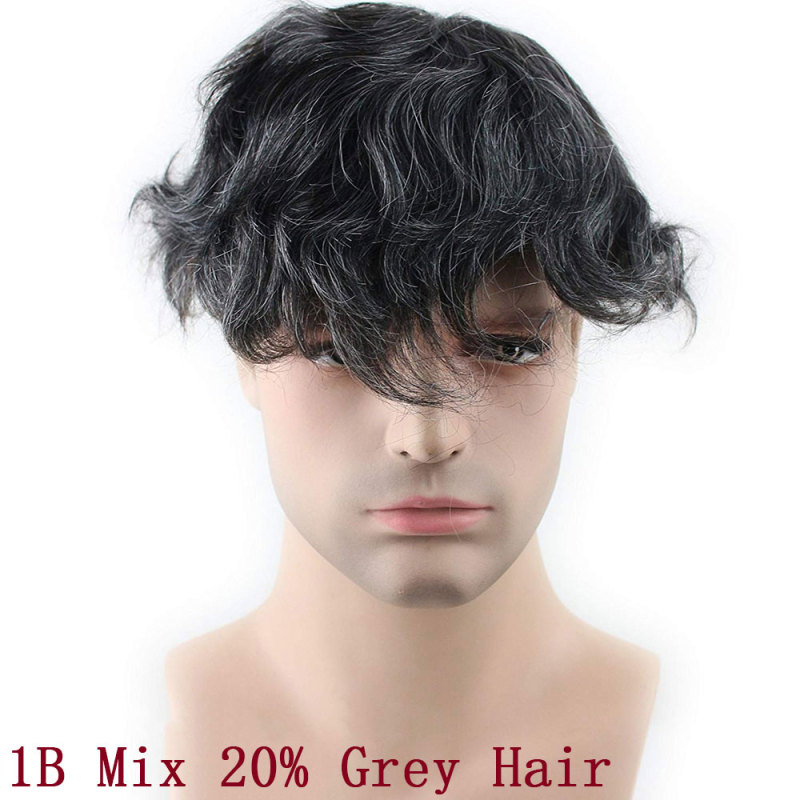 Best European Remy Human Hair Man Toupee Short Natural Black Replacement Hair Pieces Wigs for Men