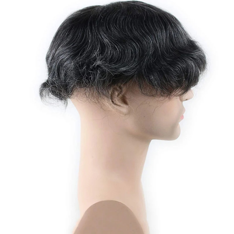 Best European Remy Human Hair Man Toupee Short Natural Black Replacement Hair Pieces Wigs for Men