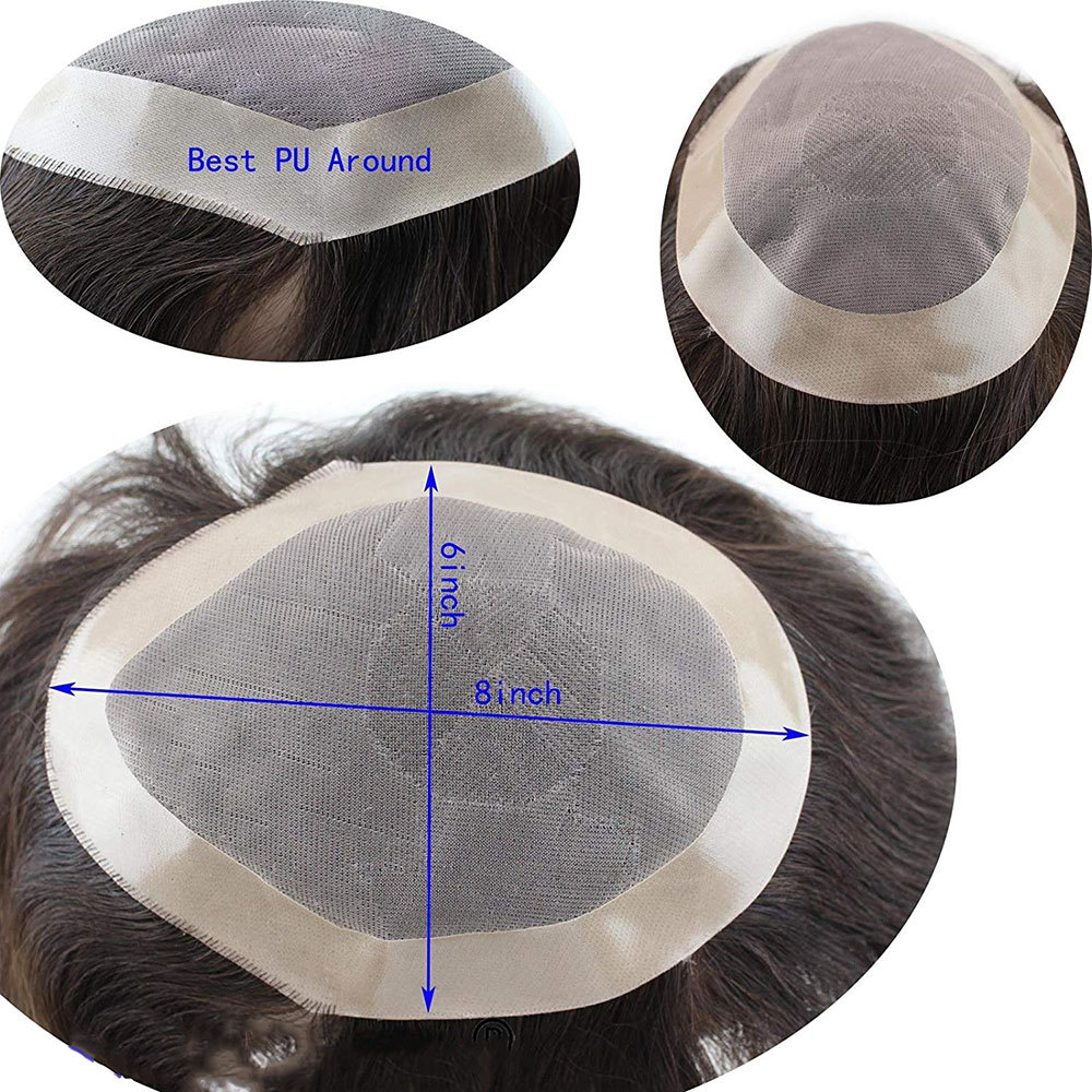 #613 Blonde Color Hairpiece Swiss lace Mono Base with Thin Skin For Men Medium Density Toupee