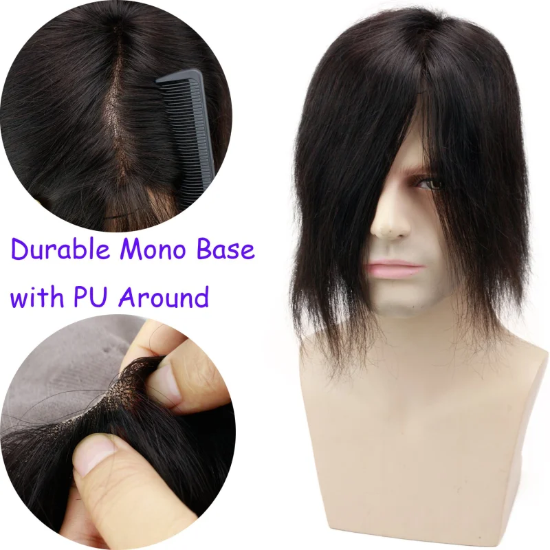 #613 Blonde Color Hairpiece Swiss lace Mono Base with Thin Skin For Men Medium Density Toupee