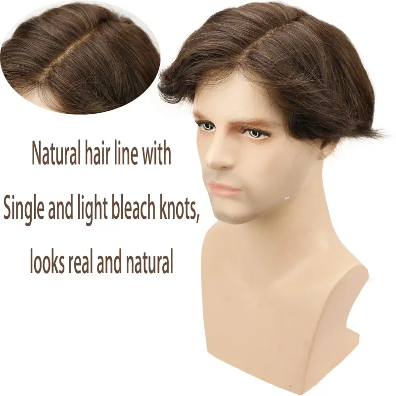 Best Hair Replacement 100%Human Hair with French Lace  8”X10" Hairpiece For Men#21 Ash Blonde Color