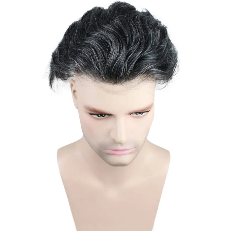 #4T60 Color Super Swiss Lace European Virgin Hair 100%Human Hair Replacement System For Men 10X8 Hairpiece With Soft Thin Skin